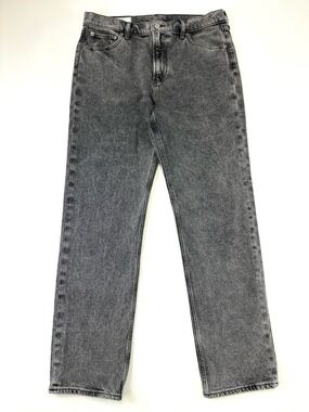 Gap 90s straight high rise washed black jeans Size 14 32in Inseam 29.5in Denim